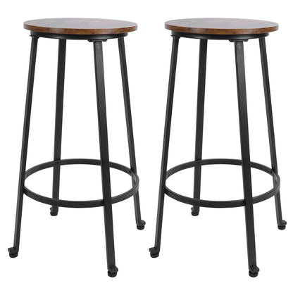 2PCS Vintage Bar Stools Pub Height Chairs Backless Barstools for Kitchen Furniture