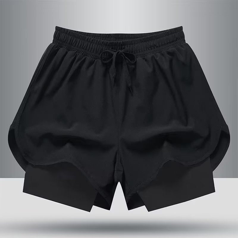 American Workout Shorts Men's Jogging Pants Lined Fake Two-piece Training Anti-exposure