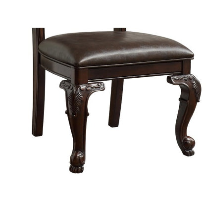 Beautiful Hand-carved Formal Traditional Dining Chair With Faux Leather Upholstery