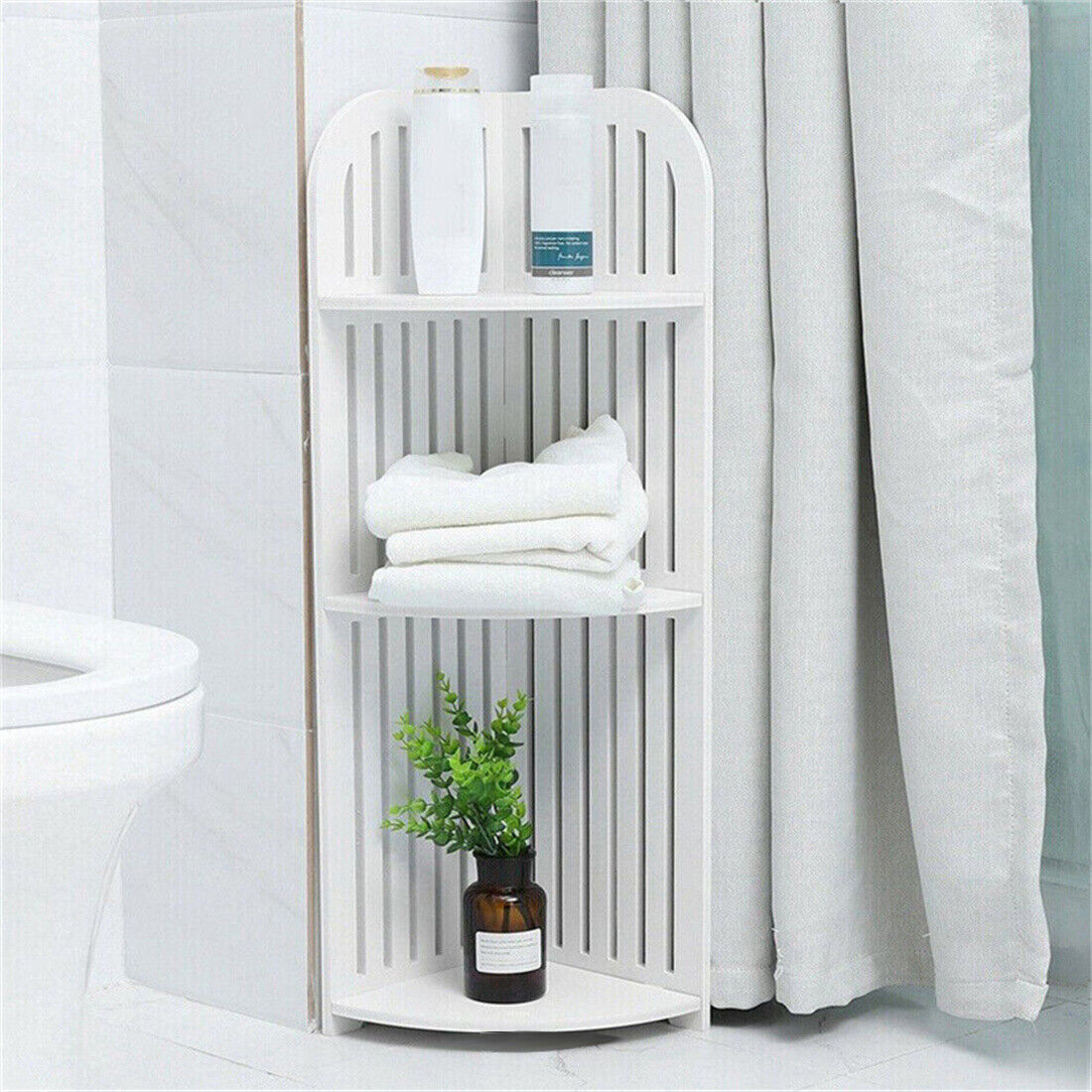 3 Tier Corner Bath Shelf Shower Caddy Storage Rack Unit Organiser Stand White UK