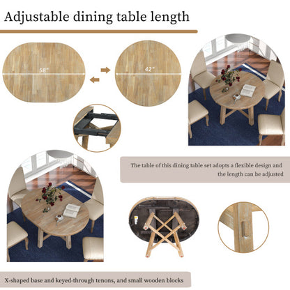 5-piece Farmhouse Wooden Dining Table Set