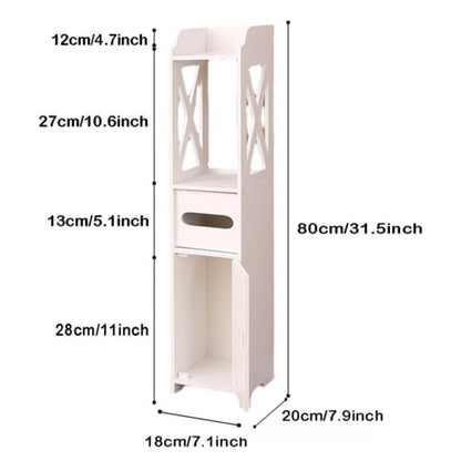 4 Tiers Modern Bathroom Furniture Cabinet Wood Slim Shelf Cupboard Storage Unit.