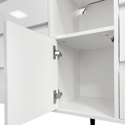 Storage Cabinet With White High Gloss LED Light