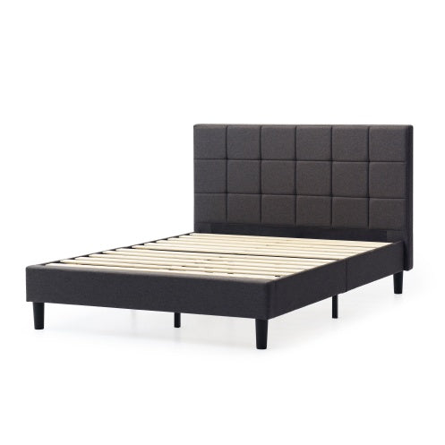 Upholstered Platform Bed Square Stitch - Queen