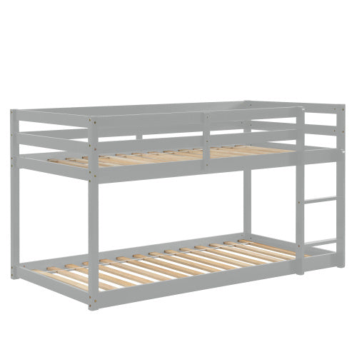 Twin Over Twin Floor Bunk Bed,Grey