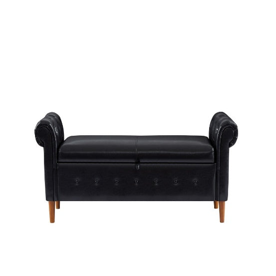 Black Multifunctional Storage Rectangular Sofa Stool