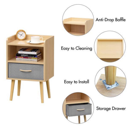 Bedside Table With Foldable Fabric Drawers