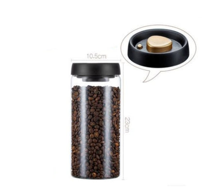 Vacuum Sealed Jug Set Black Coffee Beans Glass Airtight Canister Kitchen Food Grains Candy Keep Good Storage Jar Set Kitchen Gadgets