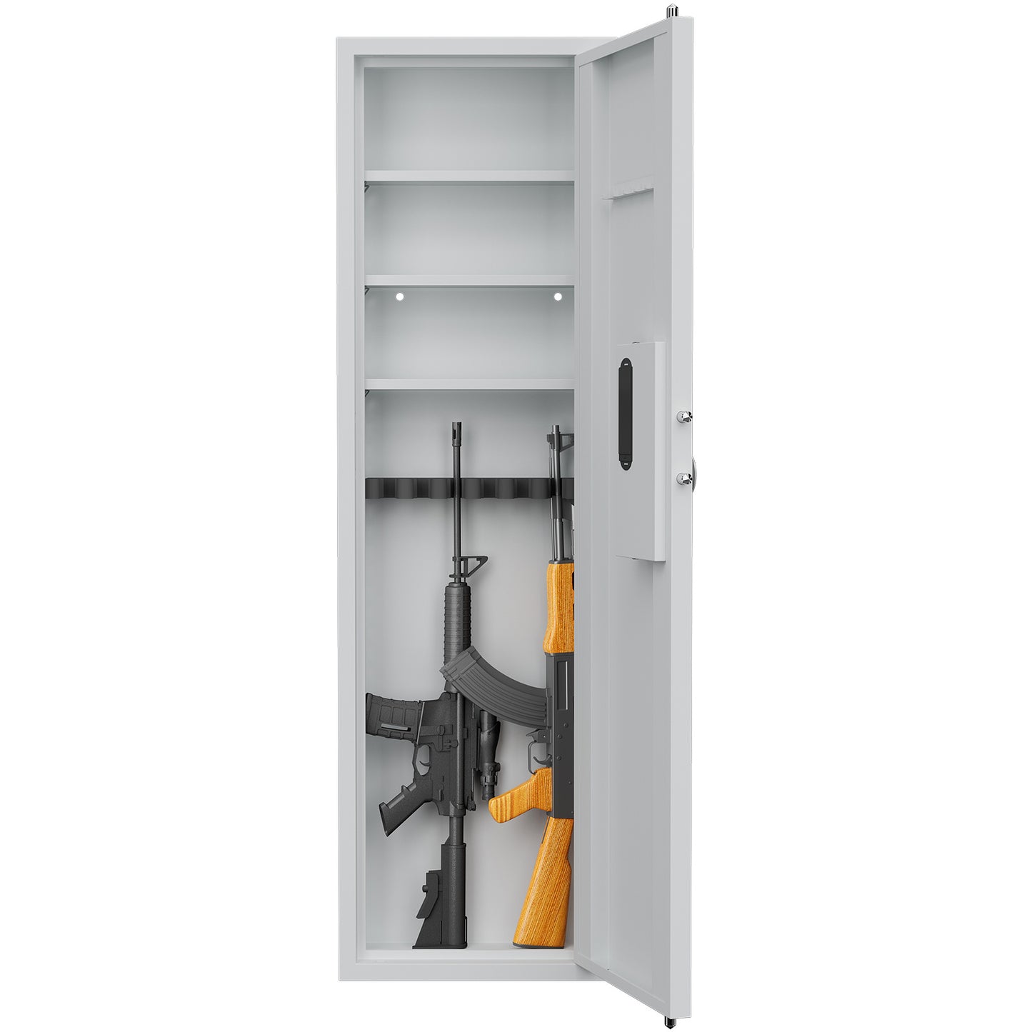 53Passwod Touch Panel In-Wall Safe,Hidden Wall Gun Safe For Rifles With Adjustable Shelves,Assembled Storage Multifunctional Wall Safe For Firearm And Valuables White-Digital