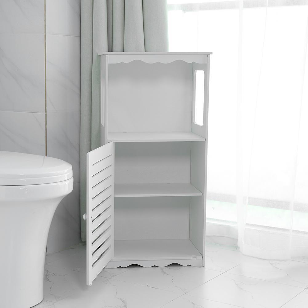 Wood Plastic Board Corner Cabinet Elegant Bathroom Storage Organizer Rack Shelf Home Furniture