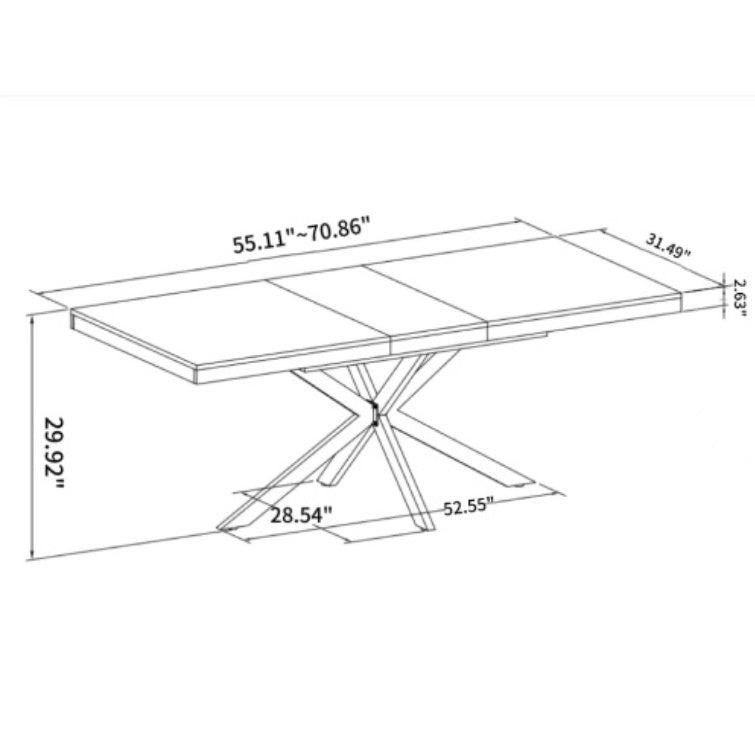 Retro Rectangular Stretch Dining Table,Dark Grey Stone Top And Black Relief Plate, Black Fine Sand Cross Iron Foot Base Dining Table, With Storage Box