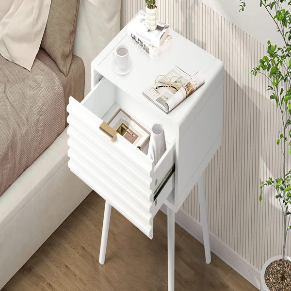 Solid Wood One Drawer Bedside Table With Density Board Sticker